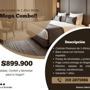 Combo 5. Colchón + Base Cama + Espaldar