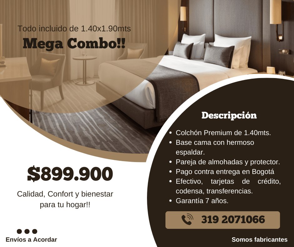 Combo 5. Colchón + Base Cama + Espaldar